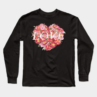 Blooming Love Roses Heart Long Sleeve T-Shirt